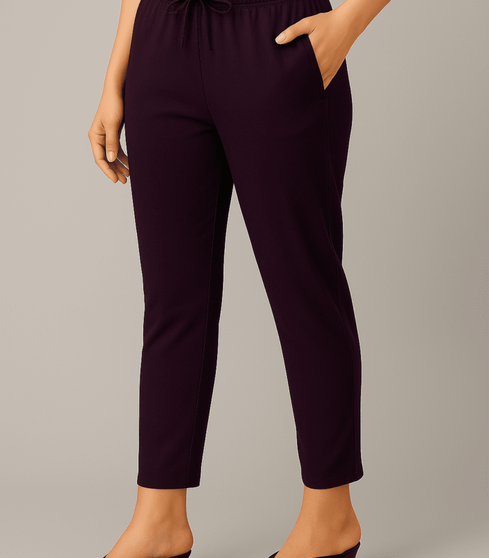 Purple cotton straight cut pants