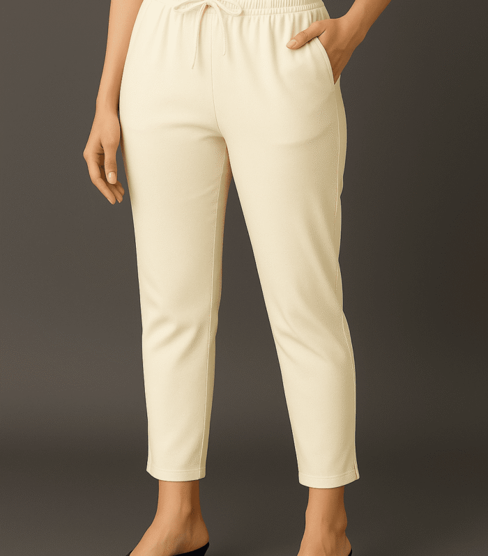Cream straight cut pants
