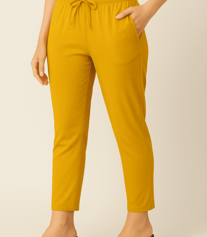 Yellow Straight Cut Pants for womens