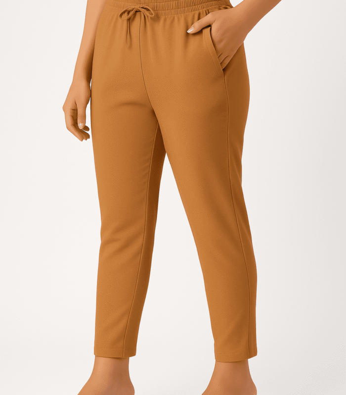 Camel cotton straight cut pants