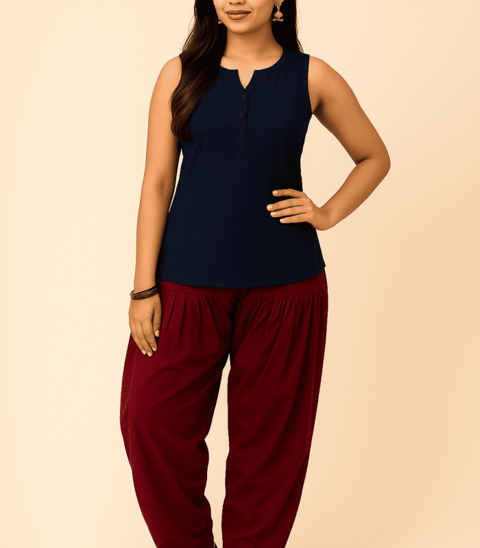 Cotton Patiala Maroon Pants for Women