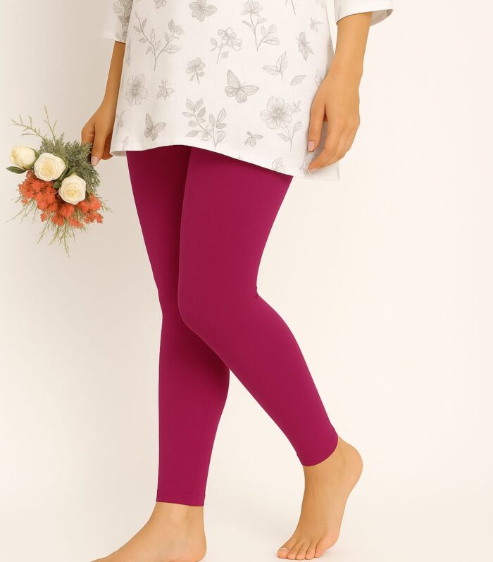 Hot pink ankle length leggings for women
