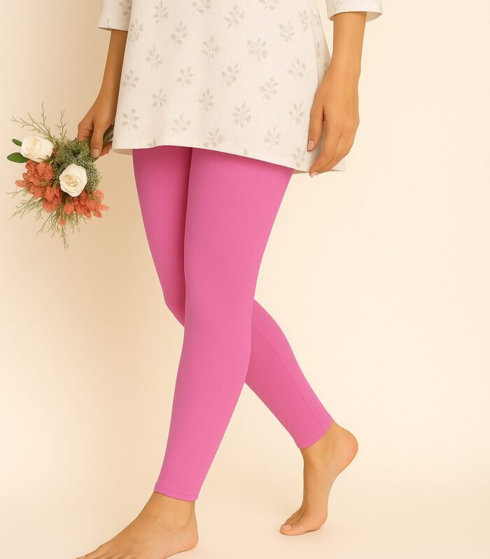 Rose pink ankle length leggings for women