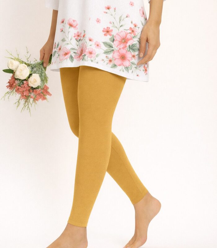 Khaki ankle length leggings for women