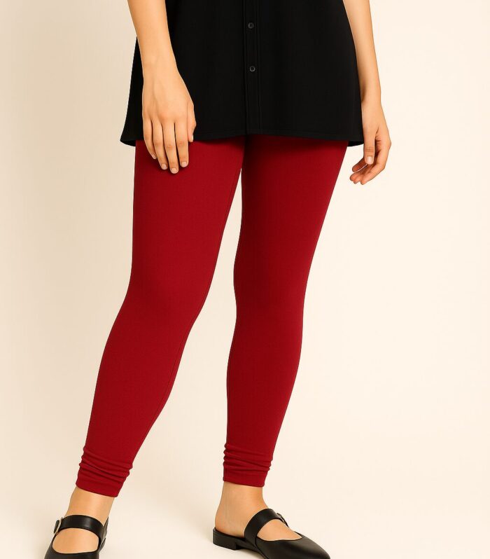 Dark red leggings for women