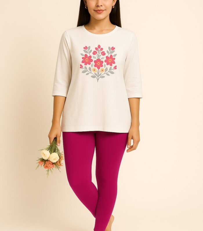 Rani pink ankle length leggings for women