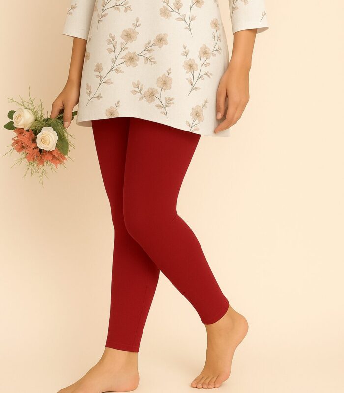 Dark red Ankle length leggings for women