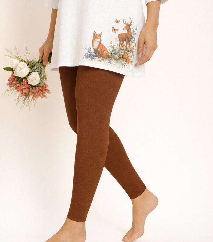 Chocolate brown ankle length leggings for women
