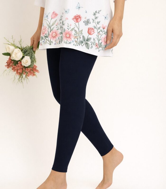 Navy blue ankle length leggings for women