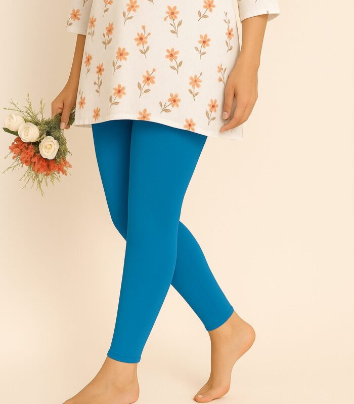 Sky blue ankle length leggings for women