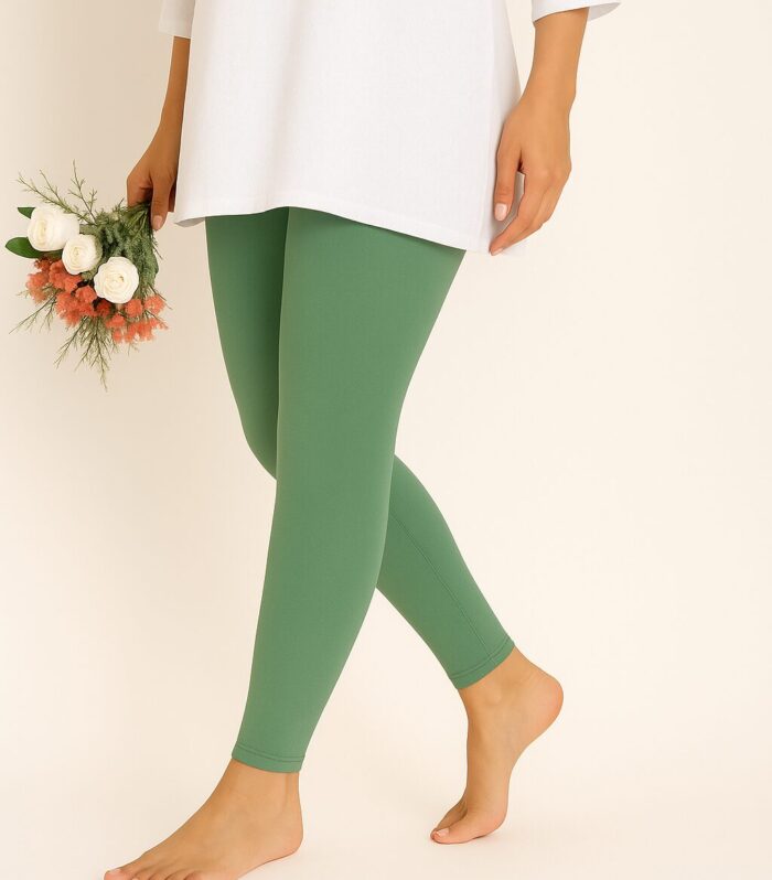 Sage green ankle length leggings for women