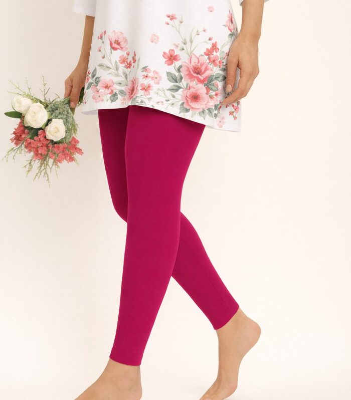 Pink magenta ankle length leggings for women