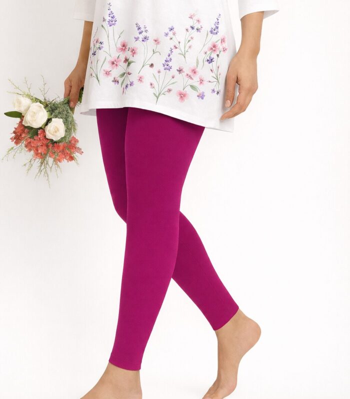 Raspberry pink ankle length leggings for women