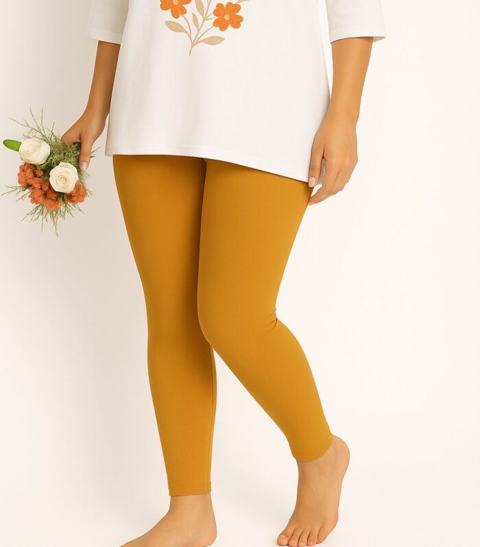 Mustard yellow ankle length leggings for women