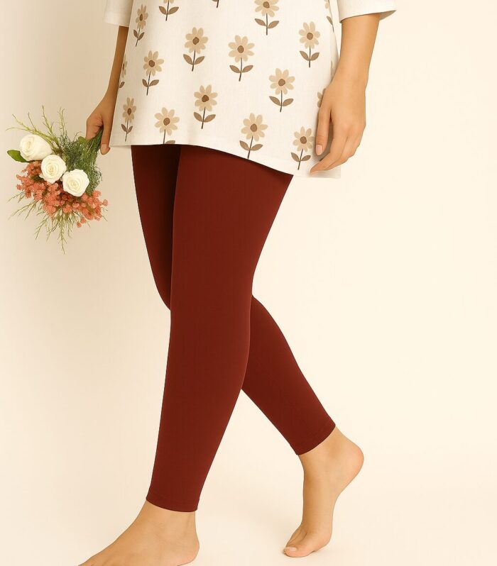 Brick red Ankle length leggings for women