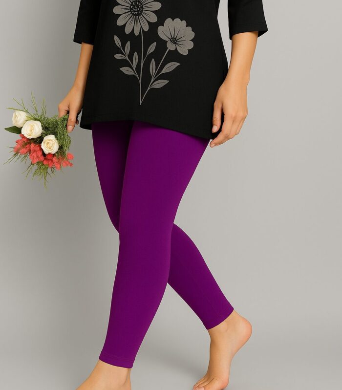 Magenta purple ankle length leggings for women