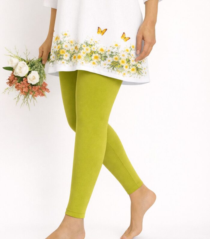 Olive yellow ankle length leggings for women
