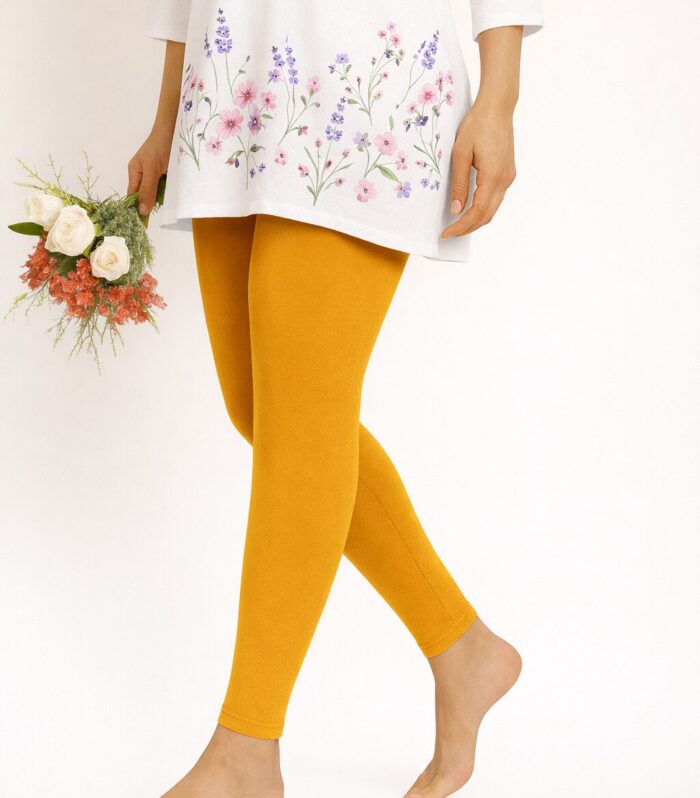 Honey yellow ankle length leggings for women