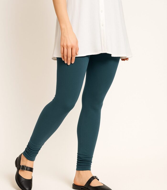 Deep aqua ankle length leggings for women