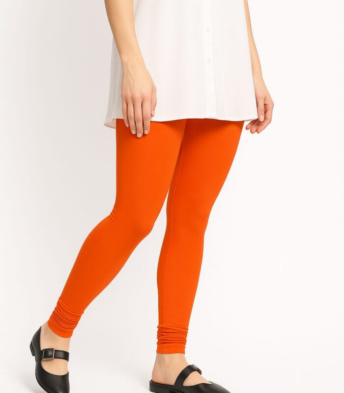 Bright orange leggings for women