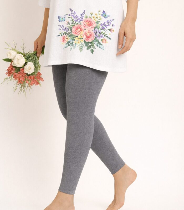 Charcoal grey ankle length leggings for women