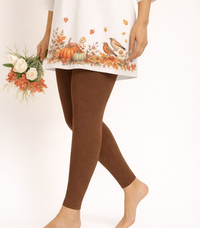 Walnut brown ankle length leggings for women
