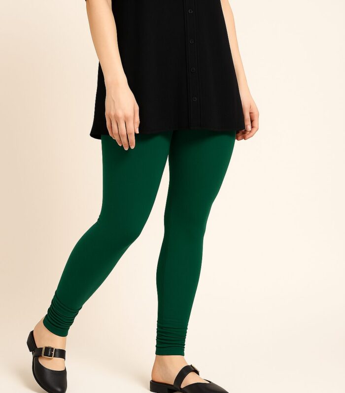 Bottle green leggings for women