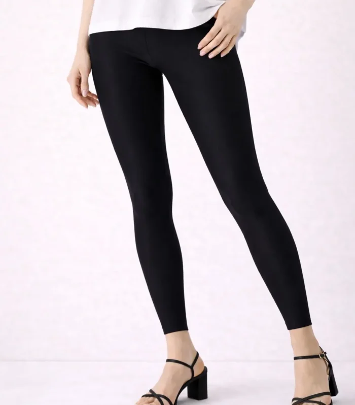 Black shimmer ankle leggings for women