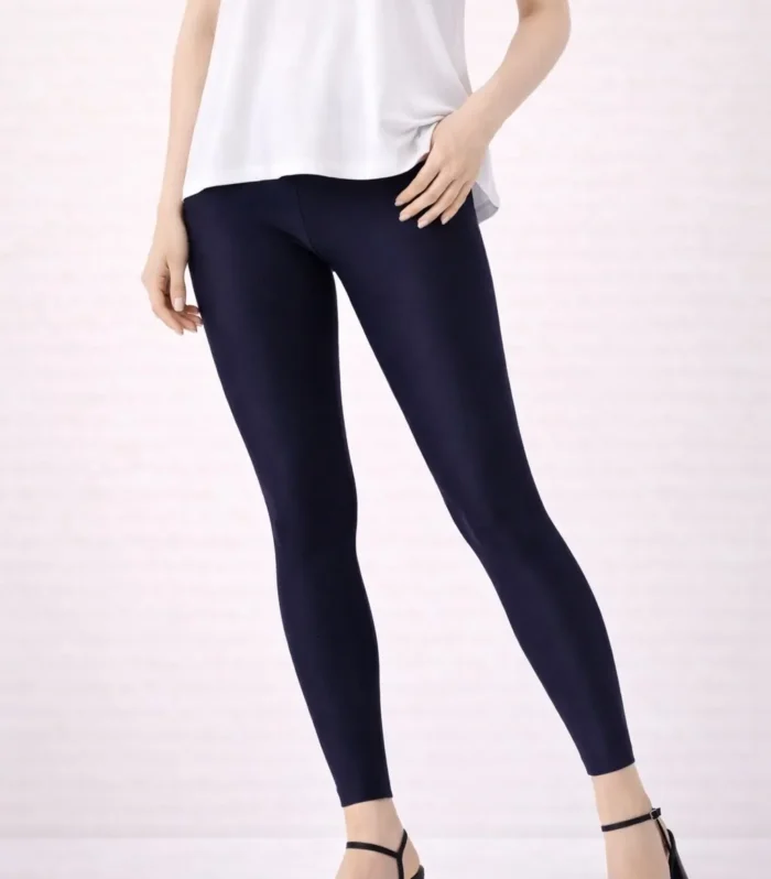 Navy blue shimmer ankle leggings for women