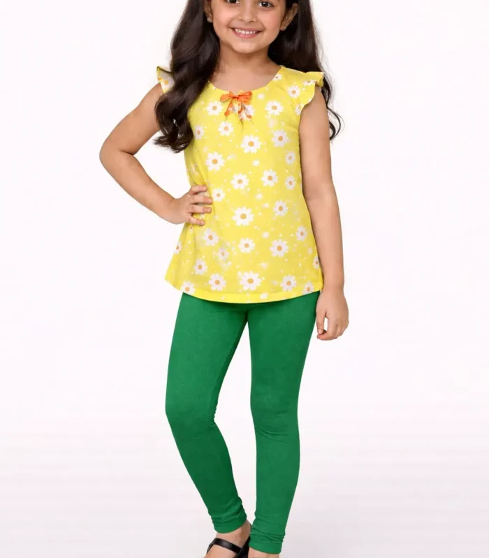 Leaf green leggings for kids